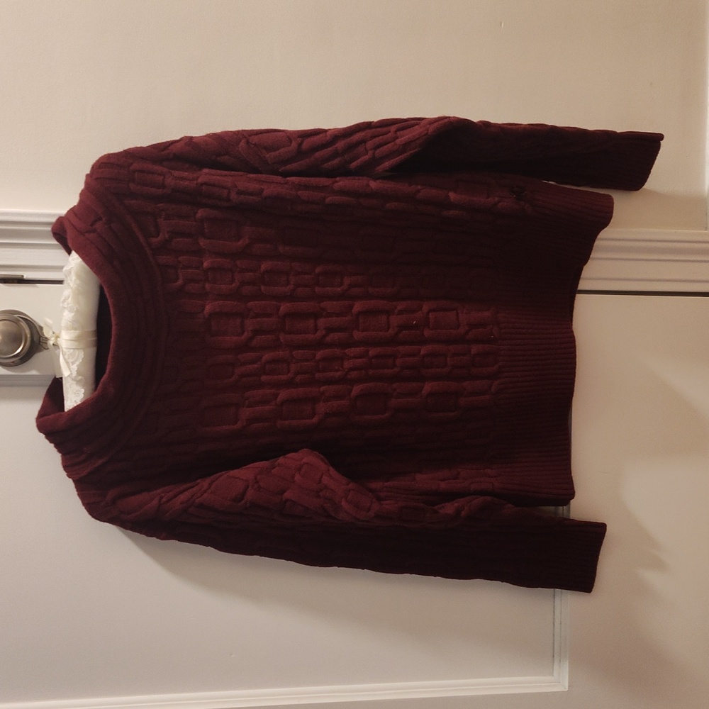 Karl Lagerfeld Paris Deep Burgundy Textured Sweater. Cozy & Soft. Medium.